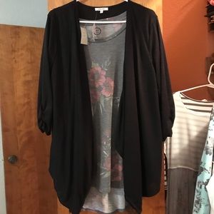Floral T Shirt & Black Cardigan